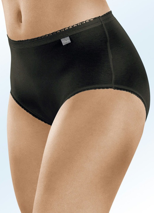 Slips - Playtex Dreierpack Slips mit Spitzenbandabschlüssen, in Größe 038 bis 052, in Farbe SCHWARZ Ansicht 1