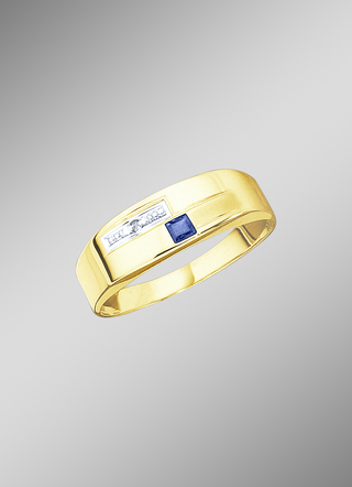 Damenring in Bicolor mit Diamant und echt blauem Safir