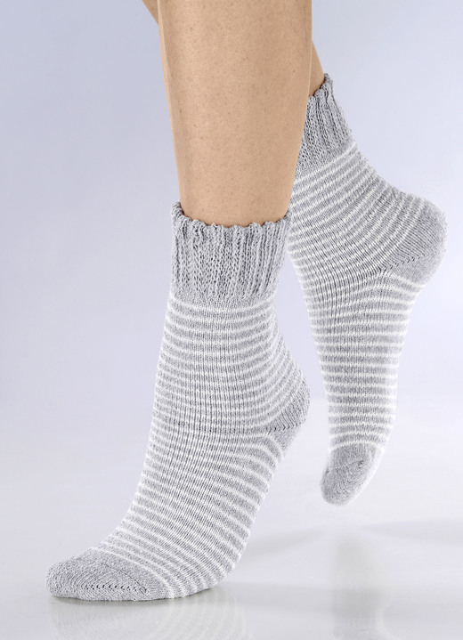 Strümpfe & Strumpfhosen - Fünferpack Socken mit kuscheliger Frottier-Innenseite, in Größe 1 (Schuhgr. 35-38) bis 2 (Schuhgr. 39-42), in Farbe 1X GRAU-WEISS, 1X GRAU, 1X SCHWARZ-WEISS, 2X SCHWARZ Ansicht 1