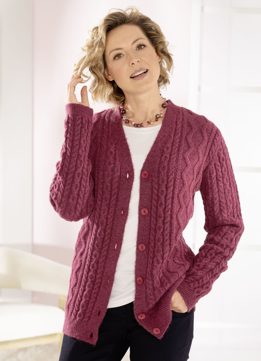 Strickjacken - Strickjacke in sehr flauschiger Qualität, in Größe L(44/46) bis XXL(52/54), in Farbe BEERE MELIERT Ansicht 1