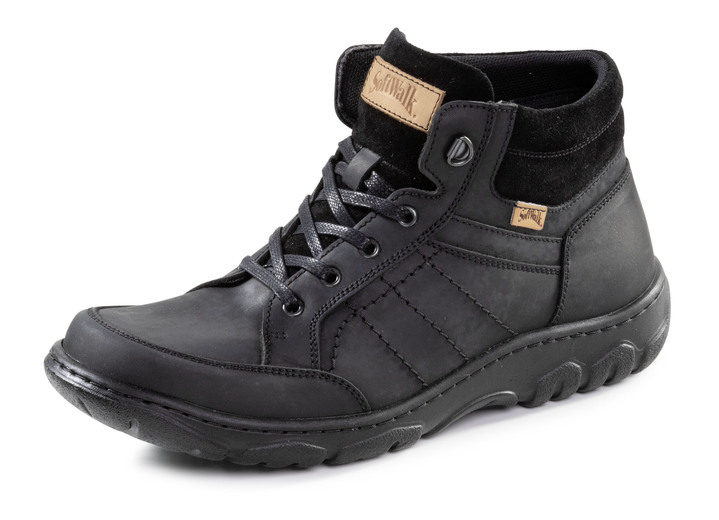 Stiefeletten - Schnür-Boot aus Nubuk- und Veloursleder Stiefeletten - Schnür-Boot aus Nubuk- und Veloursleder, in Größe 040 bis 046, in Farbe SCHWARZ