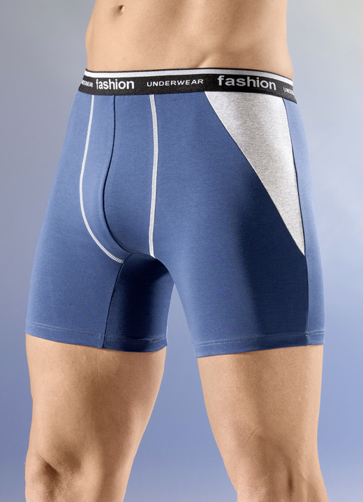 Unterhosen - Viererpack Pants mit Elastikbund Unterhosen - Viererpack Pants mit Elastikbund, in Größe 005 bis 011, in Farbe 2X BLAU-GRAU MELIERT, 2X SCHWARZ-GRAU MELIERT